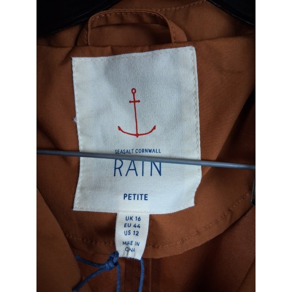 NEW Seasalt Cornwall Coat 12P Brown Organic Tin Cloth Rain Trenchcoat Penweather - Picture 2 of 13